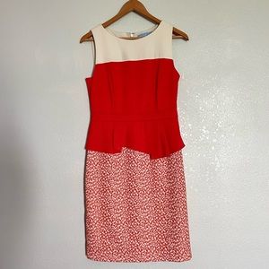 Antonio Melani - Peplum Sheath Orange Beige Colorblock Animal Print - Size 6